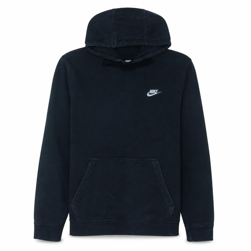 Front view of Nike Men's Black Pullover Hoodie M Logo Fleece Sweatshirt