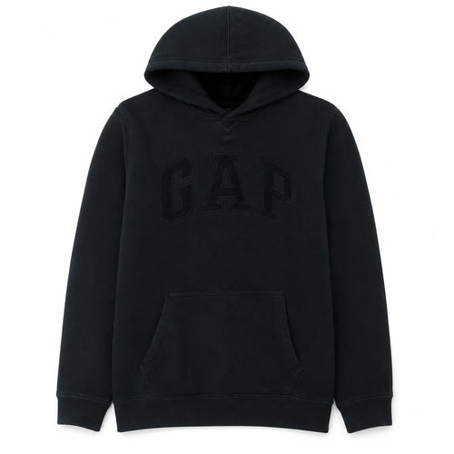 Gap Men's Black Pullover Hoodie Size L Fleece Logo Sweatshirt