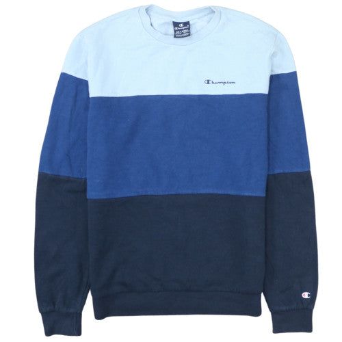 Champion Boys Blue 2XL Colourblock Crew Neck Sweatshirt