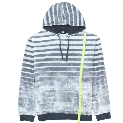 Billabong Men’s Grey Striped Pullover Hoodie Size L Fleece