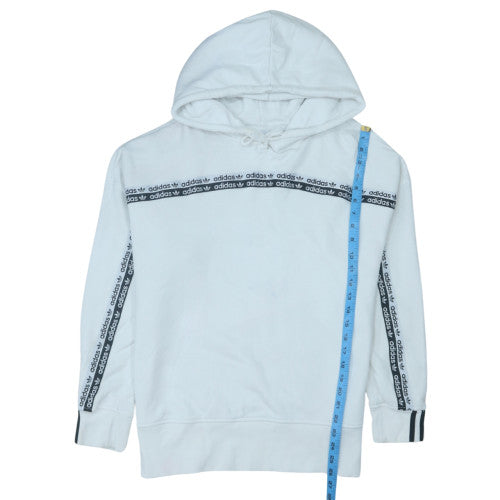 Adidas Women's White Hooded Pullover Sweatshirt UK 12 with Logo Trim