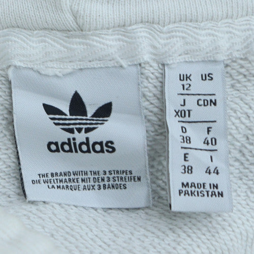 Adidas Women's White Hooded Pullover Sweatshirt UK 12 with Logo Trim