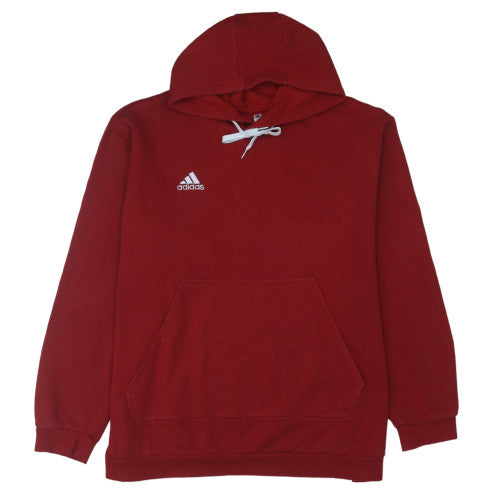 Adidas Men's Red 2XL Pullover Hoodie with Logo and Pocket