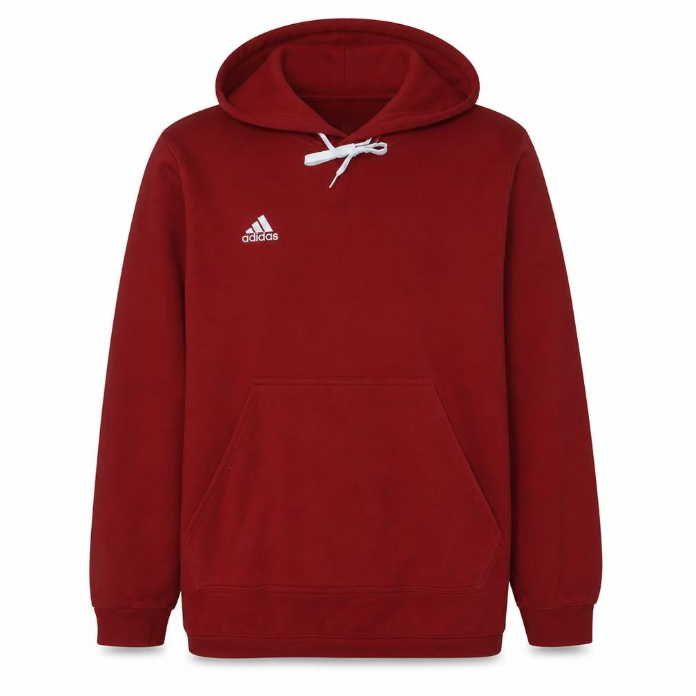 Front view of Adidas Men's Red 2XL Pullover Hoodie with Logo and Pocket