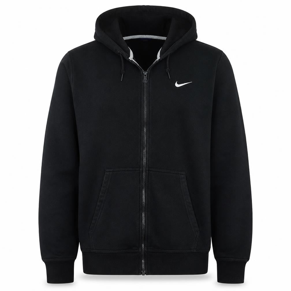Front view of Nike Men's Black XL Full Zip Hoodie with Logo