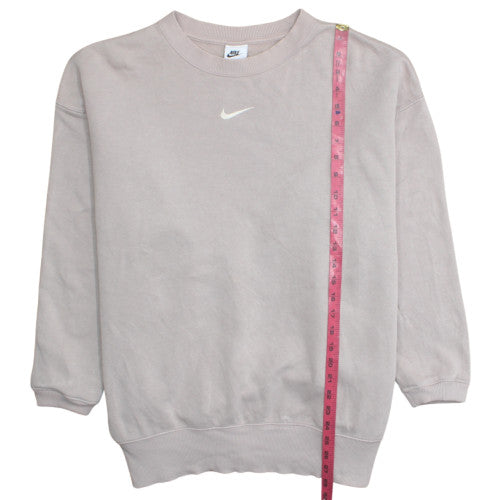 Nike Womens Beige Crew Neck Pullover Sweatshirt Size M