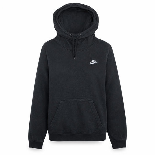 Front view of Nike Women Black Pullover Hoodie, size L, Cotton Blend Kangaroo Pocket