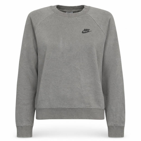 Front view of Nike Women’s Grey Small Pullover Sweatshirt Crew Neck Cotton Blend