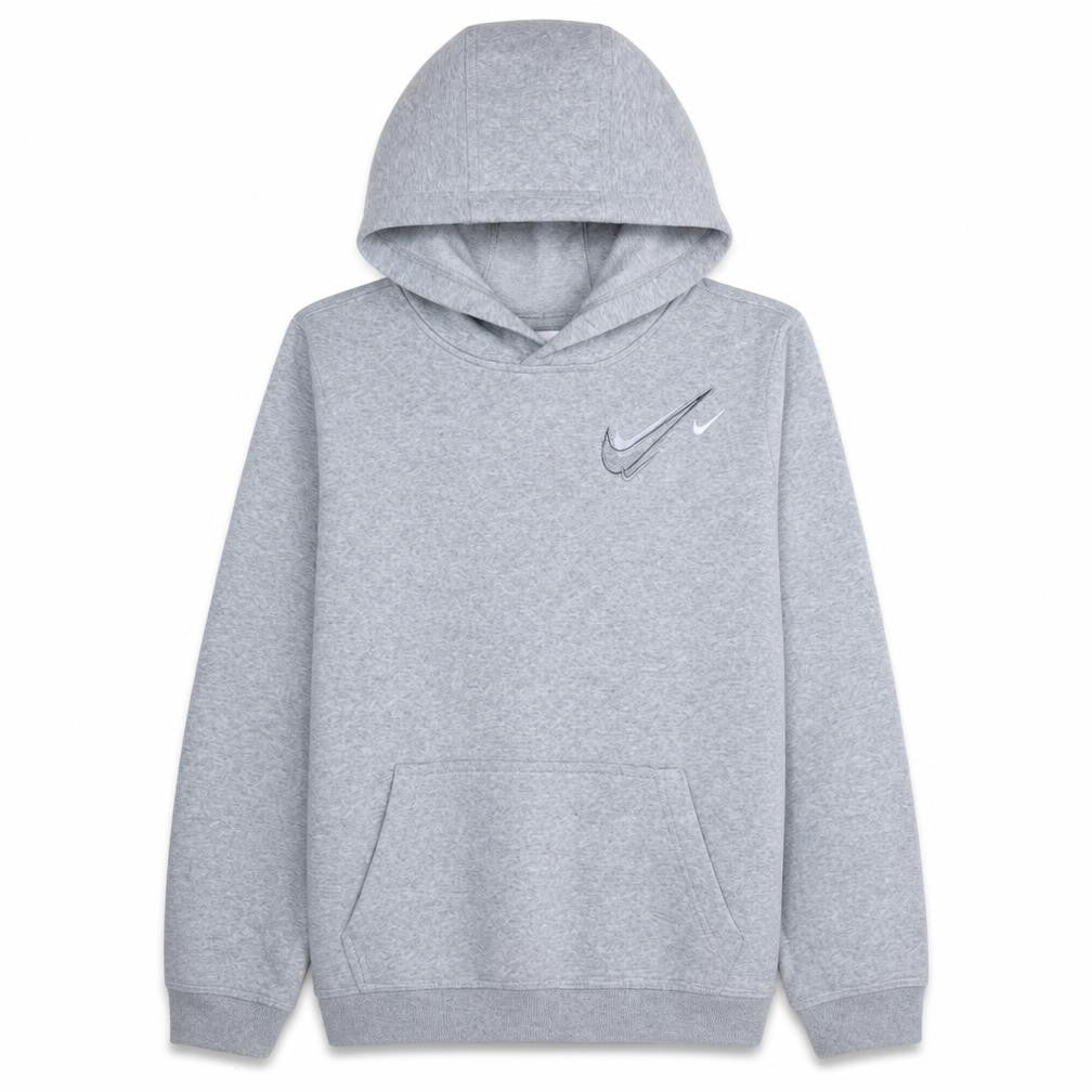 Front view of Nike boys’ grey xl pullover hoodie fleece lined casual sweatshirt