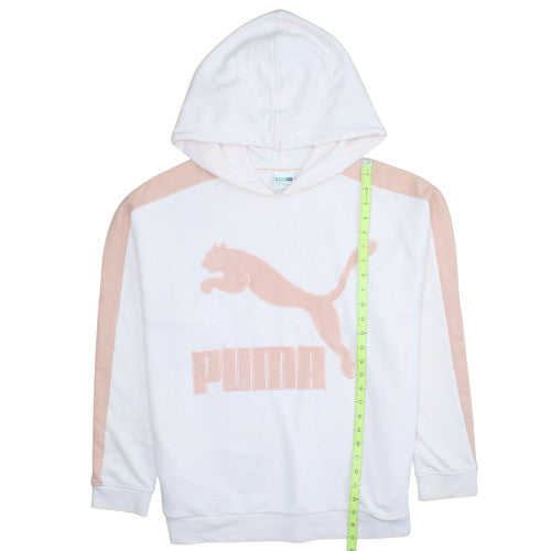Puma Womens White & Pink Hooded Pullover Sweatshirt Size 14