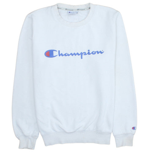 Champion Men’s White Pullover Sweatshirt M Logo Crew Neck