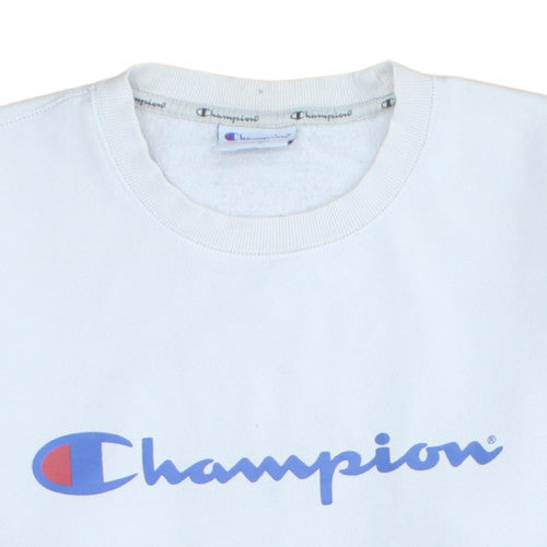 Champion Men’s White Pullover Sweatshirt M Logo Crew Neck
