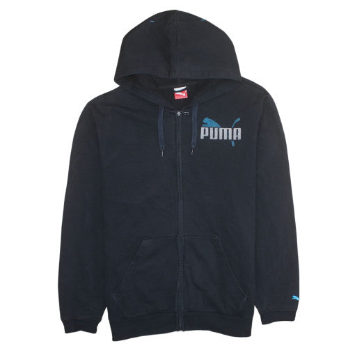 Puma Men's Black XL Full Zip Hoodie with Logo Design