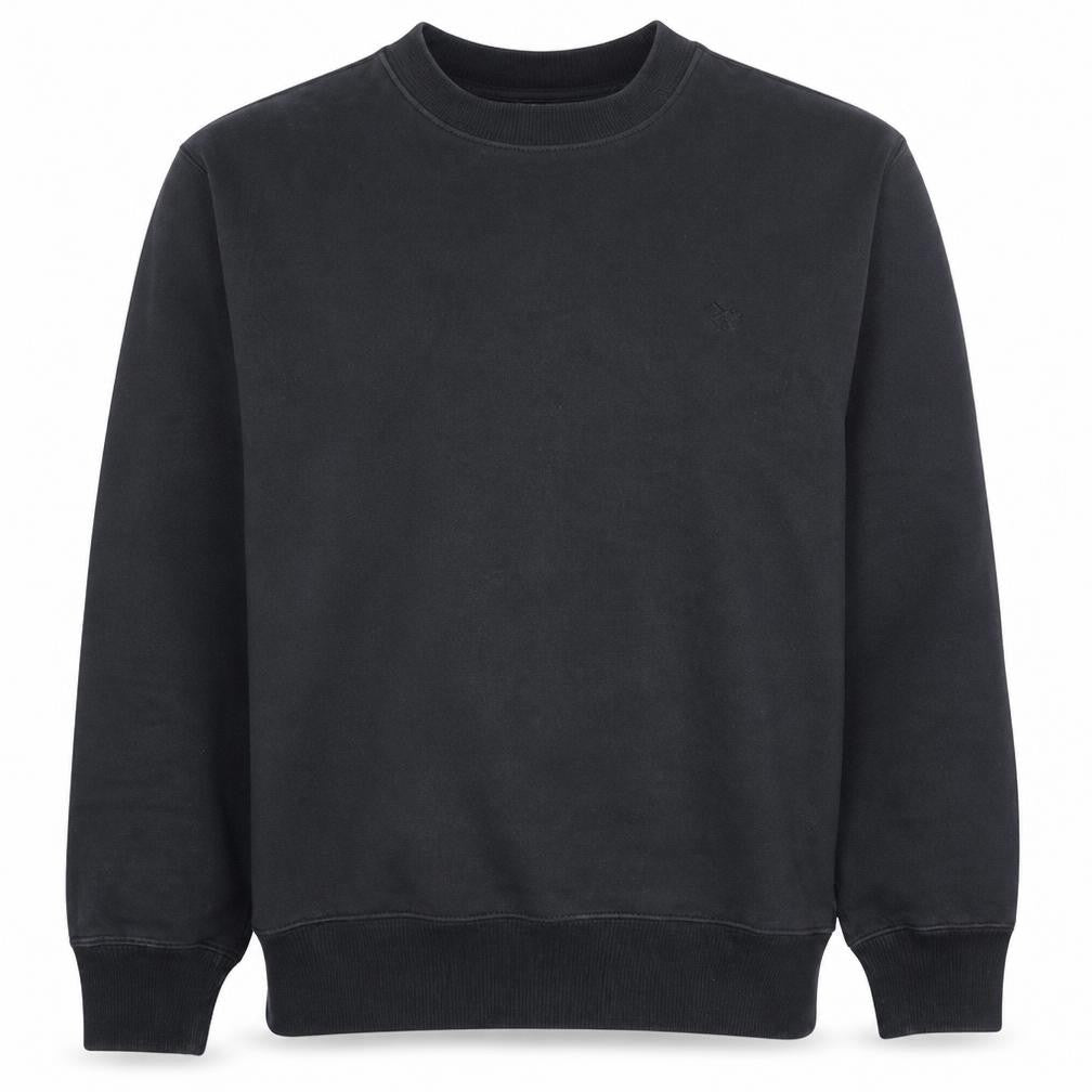 Front view of adidas Men's Black Crew Neck Sweatshirt M Regular Fit Cotton Blend