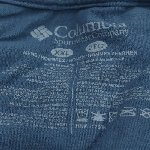 Columbia Mens Blue 2XL Graphic Dog Outdoor Cotton T-Shirt