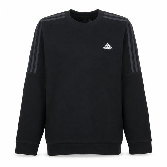 Front view of Adidas Men's Black Pullover Crew Neck Sweatshirt, size M