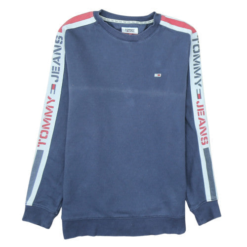 Tommy Jeans Men's Blue Logo Crew Neck Pullover Sweatshirt L