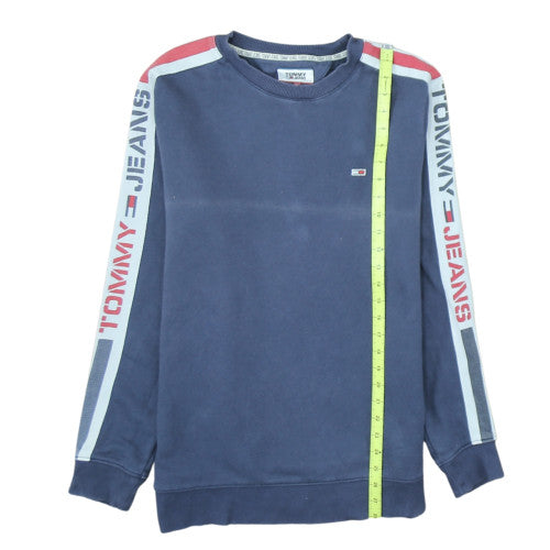 Tommy Jeans Men's Blue Logo Crew Neck Pullover Sweatshirt L