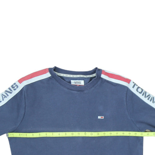 Tommy Jeans Men's Blue Logo Crew Neck Pullover Sweatshirt L