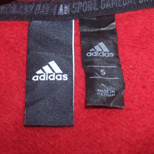 Adidas Men's Red Pullover Hoodie S Regular Fit Fleece Logo Sportswear