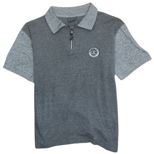 Champion Men's Grey 1/4 Zip Collared Henley Sweatshirt M