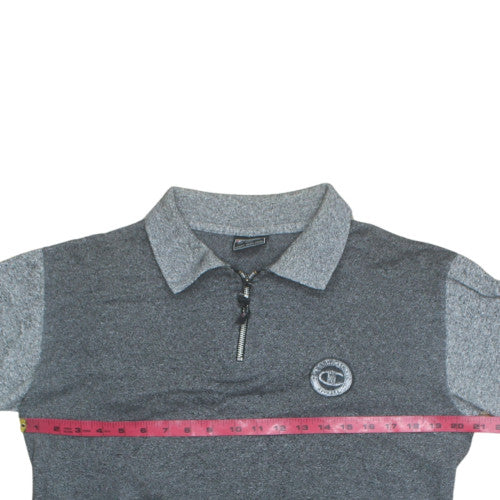 Champion Men's Grey 1/4 Zip Collared Henley Sweatshirt M