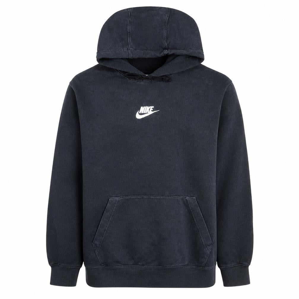 Front view of Nike Men's Black Pullover Hoodie L Logo Fleece Sweatshirt