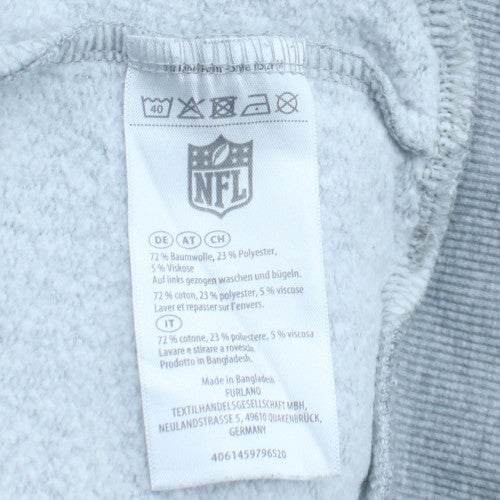 NFL Mens Grey Hoodie M Pullover Cotton Blend Logo Print