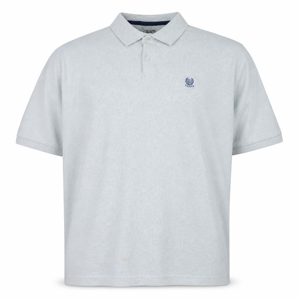 Front view of Chaps Men's Grey 2XL Cotton Blend Collared Short Sleeve Polo Shirt
