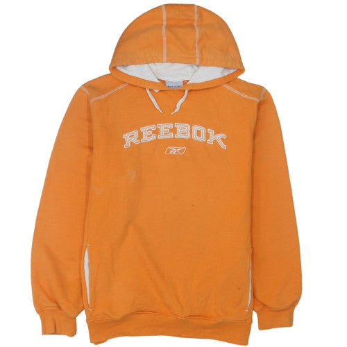 Reebok Mens Orange Embroidered Pullover Hoodie Size M Sports Fleece