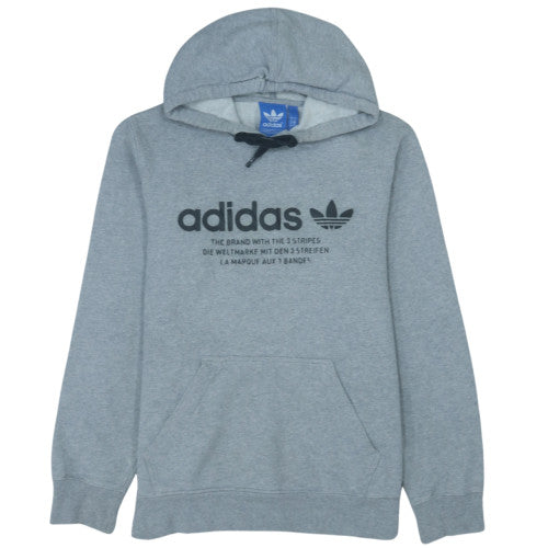 adidas Men’s Grey Pullover Hoodie Small Logo Fleece Sweatshirt