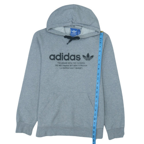 adidas Men’s Grey Pullover Hoodie Small Logo Fleece Sweatshirt