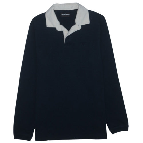Barbour Mens Blue Long Sleeve Polo Shirt L Cotton Blend