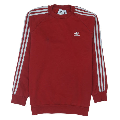 adidas Men Red Crew Neck Pullover Sweatshirt M Sports Fleece