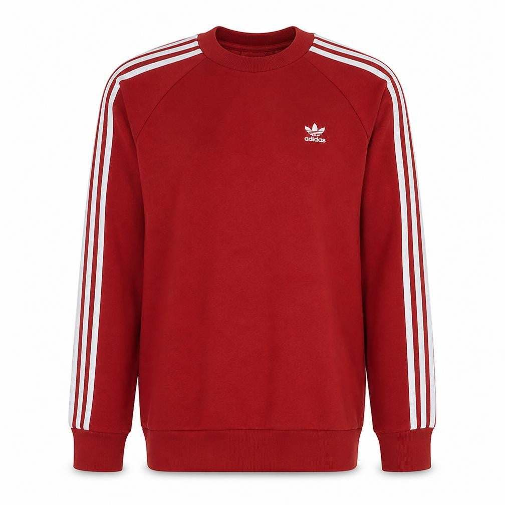 Front view of adidas Men Red Crew Neck Pullover Sweatshirt M Sports Fleece