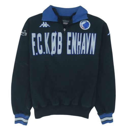 Kappa Men Black Blue Large 1/2 Zip FC Copenhagen Sweatshirt