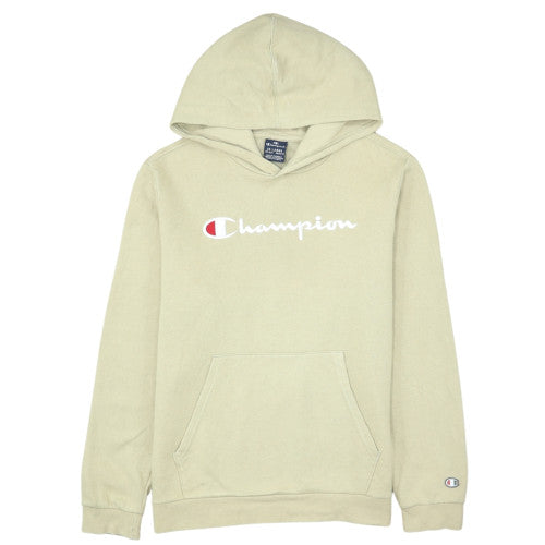 Champion Boys Beige Pullover Hoodie 15-16 Years 2XL Fleece Logo Sweatshirt