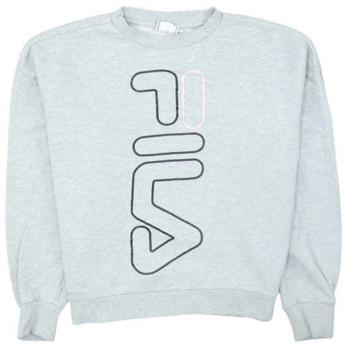 FILA Women Grey Logo Crew Neck Pullover Sweatshirt Size S
