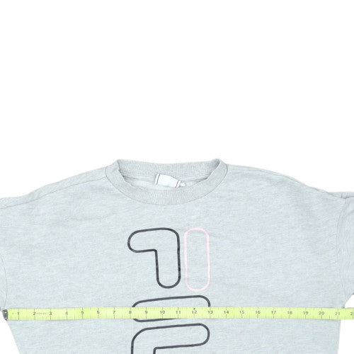 FILA Women Grey Logo Crew Neck Pullover Sweatshirt Size S