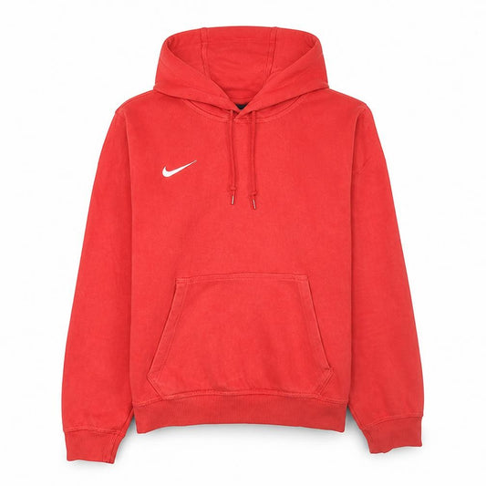 Front view of Nike women’s red pullover hoodie medium cotton blend casual