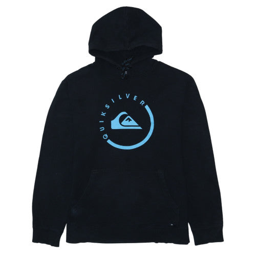 Quiksilver Men’s Black 2XL Pullover Hoodie with Blue Logo