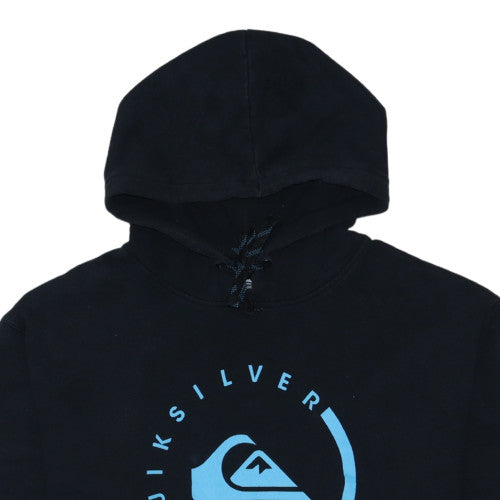 Quiksilver Men’s Black 2XL Pullover Hoodie with Blue Logo
