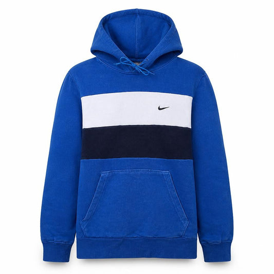 Front view of Nike Men's Blue Pullover Hoodie M Sports Fleece Logo