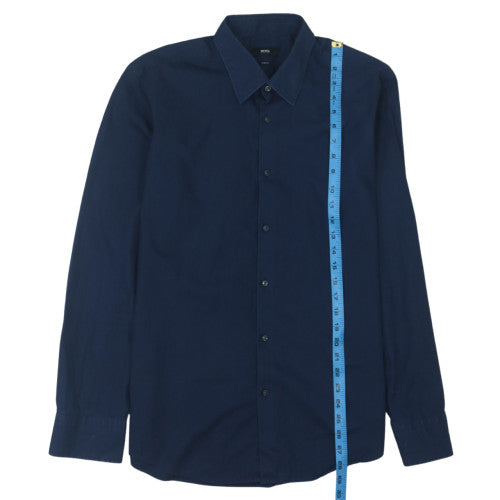 Hugo Boss Men's Blue Slim Fit Long Sleeve Button-Up Shirt 16.5 42in