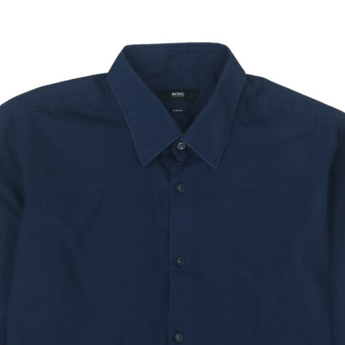 Hugo Boss Men's Blue Slim Fit Long Sleeve Button-Up Shirt 16.5 42in