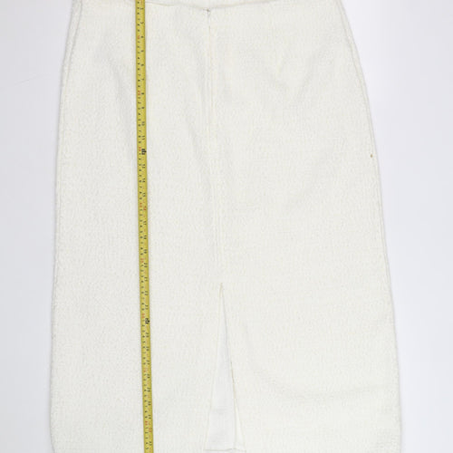 Marks and Spencer Women Ivory Tweed Pencil Skirt Size 14