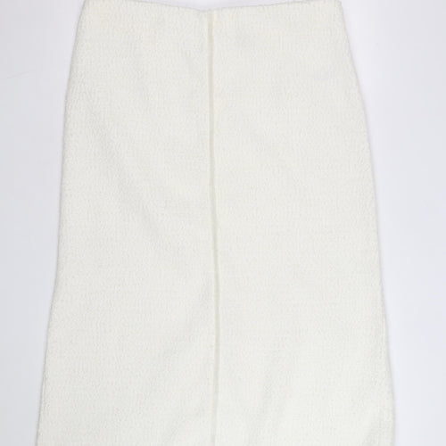 Marks and Spencer Women Ivory Tweed Pencil Skirt Size 14