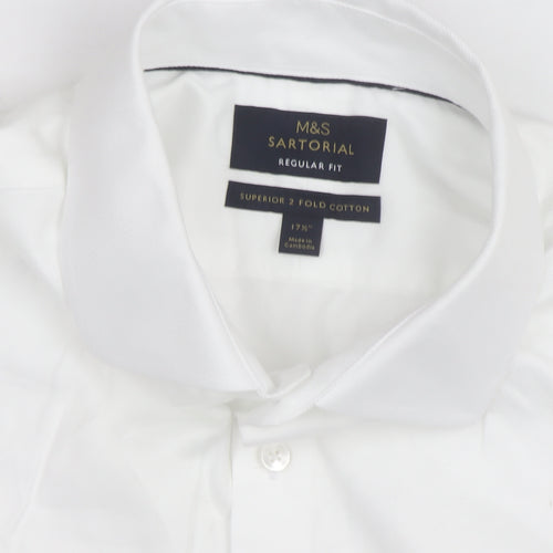 Marks and Spencer Mens White Regular Fit Dress Shirt 17.5in