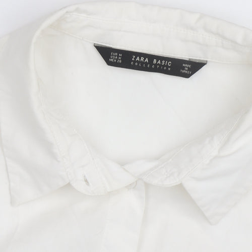 Zara Men White & Blue Colourblock Cotton Long Sleeve Shirt Size M