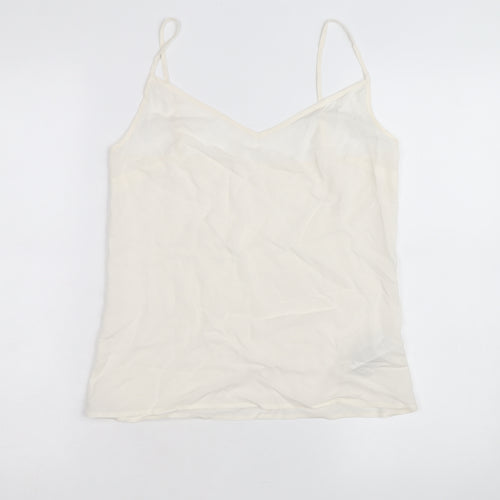 Jaeger Women Ivory Silk Camisole V-Neck Spaghetti Strap Size 8